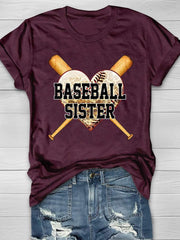 Kurzärmliges T-Shirt mit Baseball Sister-Print