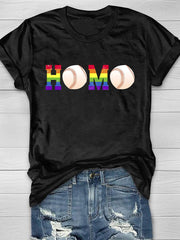 Baseball Homo Print Short Sleeve T-Shirt