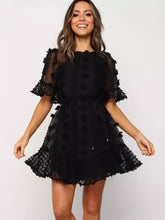 Jacquard Crew Neck Ruffle Skirt