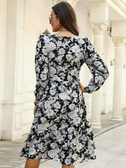 Printed V-neck women's dress