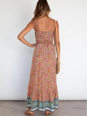 Bedruckte Sling-Kleider, weit, locker und lang