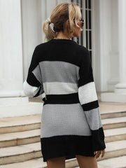 Winter crew neck stitched Knit Skirt