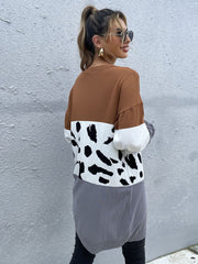 Leopard Print Cardigan Knit Sweater