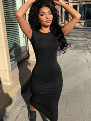 Schlichtes, lässiges, schmales, langes Kleid