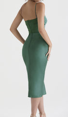 Trägerkorsett-Midikleid in Grün