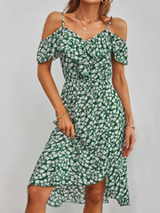 Vestido con falda lencero estampada