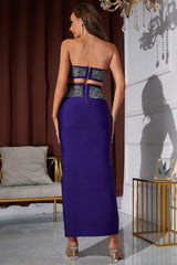 Conjuntos de vestidos de noche con diamantes de imitación sin tirantes de Mopaka
