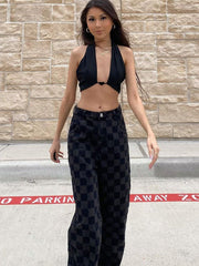 Women's Square Plaid Pants