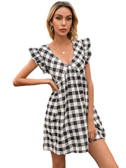 Vestido largo de cuadros bicolor