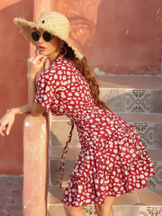 Summer Chrysanthemum printed casual dress