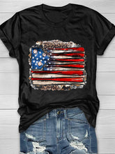 Camiseta de manga corta con estampado de bandera de béisbol