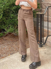 Retro Solid Color Casual Trousers