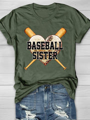 Kurzärmliges T-Shirt mit Baseball Sister-Print