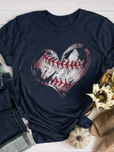 Kurzärmliges Retro-T-Shirt mit Baseball-Herz-Print