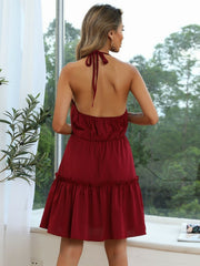 Summer pleated sexy solid color strap skirt