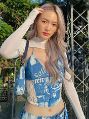 camiseta estampada azul