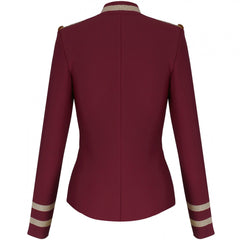 Chaqueta de vendaje con tachuelas metálicas, cuello redondo y manga larga