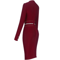 Mini-Bandage-Kleid mit Rundhalsausschnitt und langen Ärmeln und Metallnieten PP1110