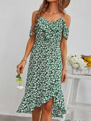 Vestido con falda lencero estampada