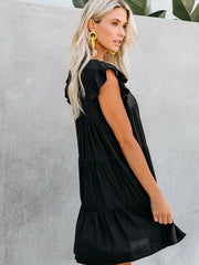 Vestido informal sin mangas con cuello redondo y diseño de pastel