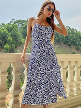 Slim cut split print dress