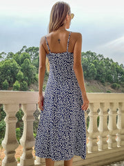 Vestido estampado con aberturas y corte entallado