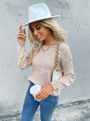 Rundhals-Strickpullover mit Pentagramm