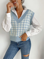 Chaleco tipo suéter con cuello en V para mujer