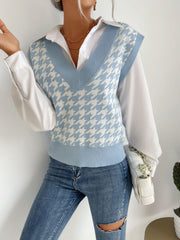 Chaleco tipo suéter con cuello en V para mujer