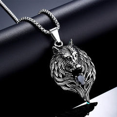Wolf Head Pendant with Chain