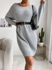 Crew neck solid knit dress