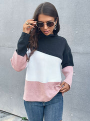 Langarmpullover mit Farbblockierung