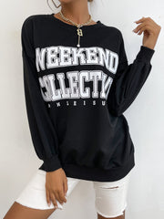Round Neck Long Sleeve Letter Sweatshirt