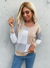 Rundhals-Strickpullover mit langen Ärmeln