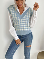 Chaleco tipo suéter con cuello en V para mujer