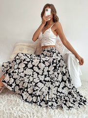 Bedruckter Fischschwanzrock-Midirock