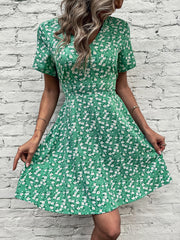 Vestido floral de gasa con cintura alta