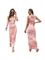 ärmelloses Tie-Dye-Hüftkleid mit Tasche