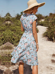Summer blue print holiday dress