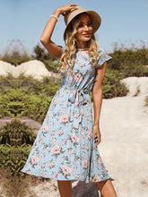Summer blue print holiday dress