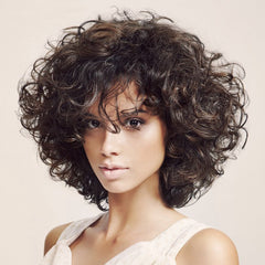 Women's short curly hair wig headgear