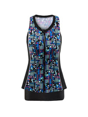 Strand-Badeanzug mit Reißverschluss und Weste, zweiteiliges Set