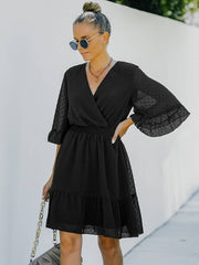 V Neck Polka Dot Dress