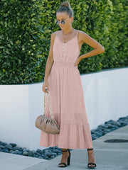 Vestido largo de malla con tirantes