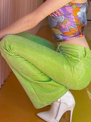 Gerade geschnittene Hose aus glänzender Seide