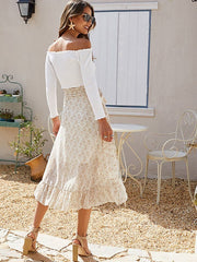 Falda asimétrica con lazo lateral y estampado floral