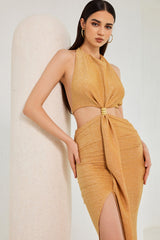 Vestido Afrodita con espalda descubierta y cuello halter de Ozella