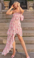 Minivestido de jacquard sin mangas en rosa