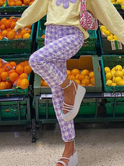 Lila Karomuster Damenhose