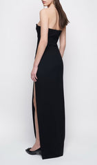 Vestido maxi negro de vendaje Theodora